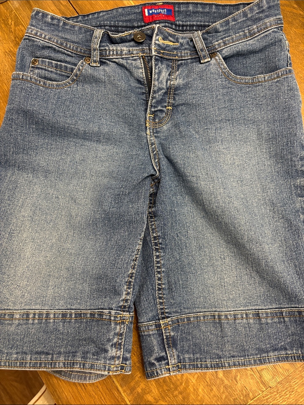 Westport Blue Denim Shorts with Hem Panel